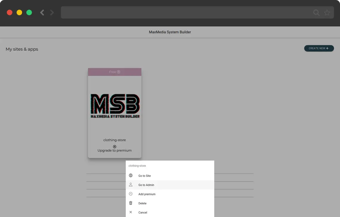 access admin dashboard from max-media.io