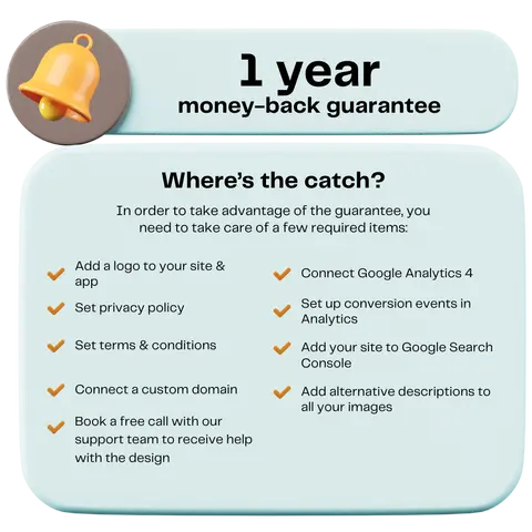 1 year money back guarantee - generate equal or higher revenue than what you pay for Builderly premium, or get your monthly subscription fees refunded after the first year 